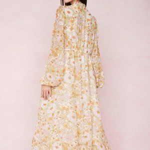 Nasty Gal floral front tie long sleeve maxi dress